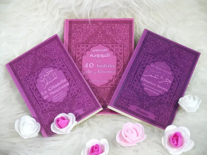 Cadeau pas cher de couleur mauve pour femmes musulmanes : Les 40 hadiths an-Nawawî, Chapitre Amma et La citadelle du musulman