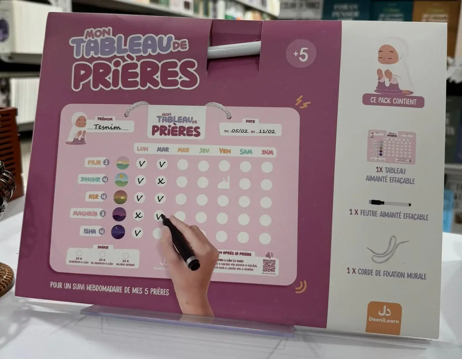 Mon tableau de prières Rose - Pour un suivi hebdomadaire de mes 5 prières